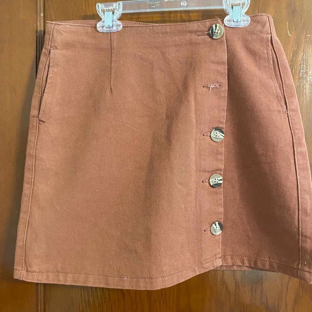 Dusty pink button front skirt